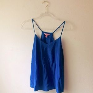 Lilly Pulitzer Solid Blue Spaghetti Strap Top Size Small